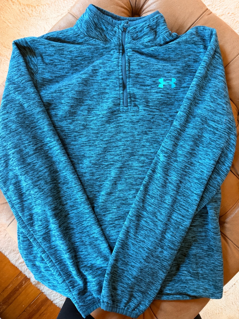 Under Armour Youth Teal/Black Marled Tech Fleece 1/4 zip sweatshirt
